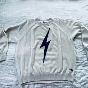 UNISEX BOLT CASHMERE LIGHT SWEATER - WHITE // BLACK BOLT size XL